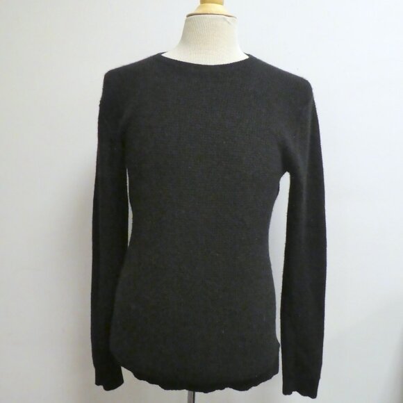 White & Warren black cashmere sweater M thermal crewneck